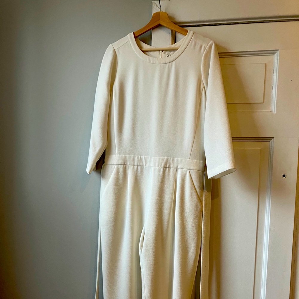 Madewell Cream Long-Sleeve Jumpsuit